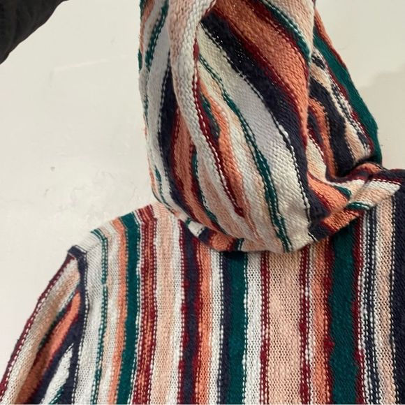 Roxy Tilly’s Exclusive Pink Teal White Red Vertical Striped Hooded Knit Sweater - Picture 15 of 16